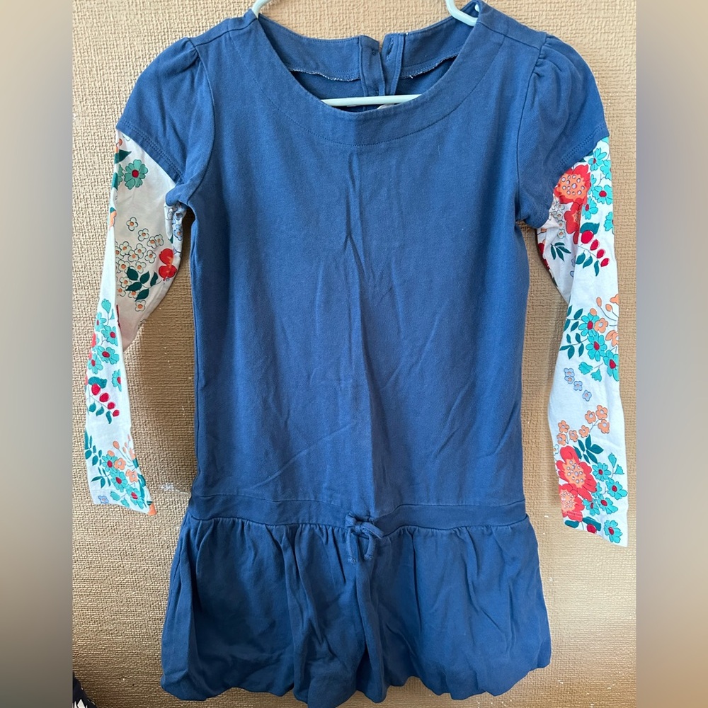 Crazy 8 Blue Dress with Floral Sleeves